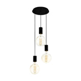 Pendul POZUETA, EGLO, E27, 3x40W, otel, negru, 150 x 34 cm, inaltime reglabila