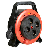 Prelungitor cu tambur Bachmann incasetat, 4 prize Schuko, cu termosiguranta, H05VV-F3G1mm², 10m
