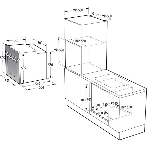 Cuptor Incorporabil GORENJE GBF22ILMF, Electric, Autocuratare AquaClean, 77 l, Clasa A, Negru