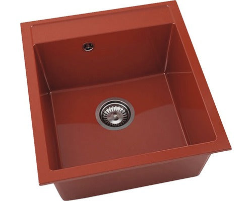 Chiuveta Bucatarie Cu O Cuva Fat Avangard 224 51x46 Cm, Fara Picurator, Marmura Compozita Ruby Red