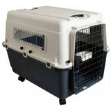 Cușcă Transport Câini Flamingo Nomad XL, 91x60x74 cm, Max. 35 kg, 4 Roți, Ușă Metalică, Gri-Alb