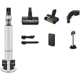 Aspirator vertical Samsung Bespoke Jet One Pet, VS20A95823W/GE, 0.5L, Statie coletare praf 2L, 25.2V, 580W, Digital Inverter, Filtrare 99.99% , Display LCD, Perie pentru covoare, Perie Pet, Autonomie 60 min, Alb