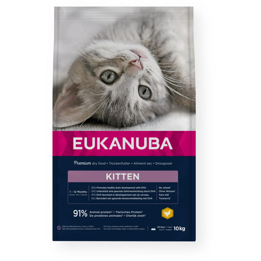 Hrana uscata pentru pisici adulte, EUKANUBA Cat Kitten All Breeds Healthy Start Chicken & Liverc, cu pui 10 kg