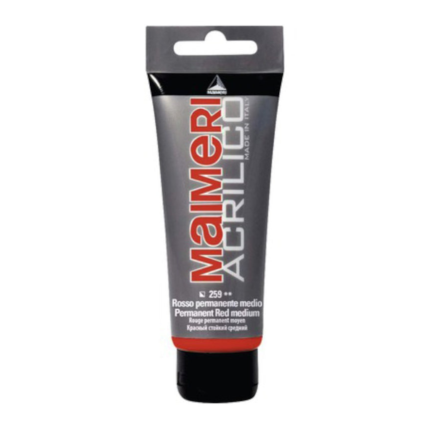 Culoare Acrilica, Permanent Red Medium, 75 ml, Acrilico Maimeri
