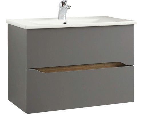 Baza Lavoar Baie, Pelipal Capri, 2 Sertare, PAL, 72 cm, Gri Cuart