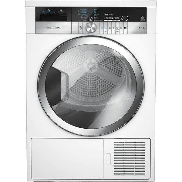 Uscator de rufe GRUNDIG GTN482617GCH, HomeWhiz, Wi-Fi, Pompa de caldura, 8kg, 16 programe, Clasa A+++, Alb