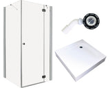 Set cabina de dus patrata Radaway Torrenta KDJ 90R cu cadita de dus si sifon 90x90 cm, sticla transparenta, profil crom