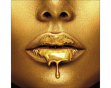 Tablou Sticla Golden Lips I 50x50 Cm