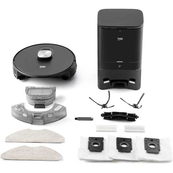 Aspirator Robot BEKO VRR80214VB, 0.4l, Autonomie maxima 150 min, Wi-Fi, Functie Mop, Negru