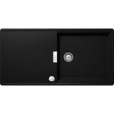 Chiuveta granit Schock Tia D-100L Cristadur Puro 1000 x 500 mm cu sifon automat, granit, reversibila, montare pe blat, negru intens