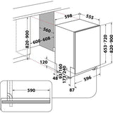 Masina de spalat vase incorporabila Whirlpool WIO 3T133 PLE, 14 seturi, 11 programe, Clasa D, Program senzor al 6-lea simt, 60 cm