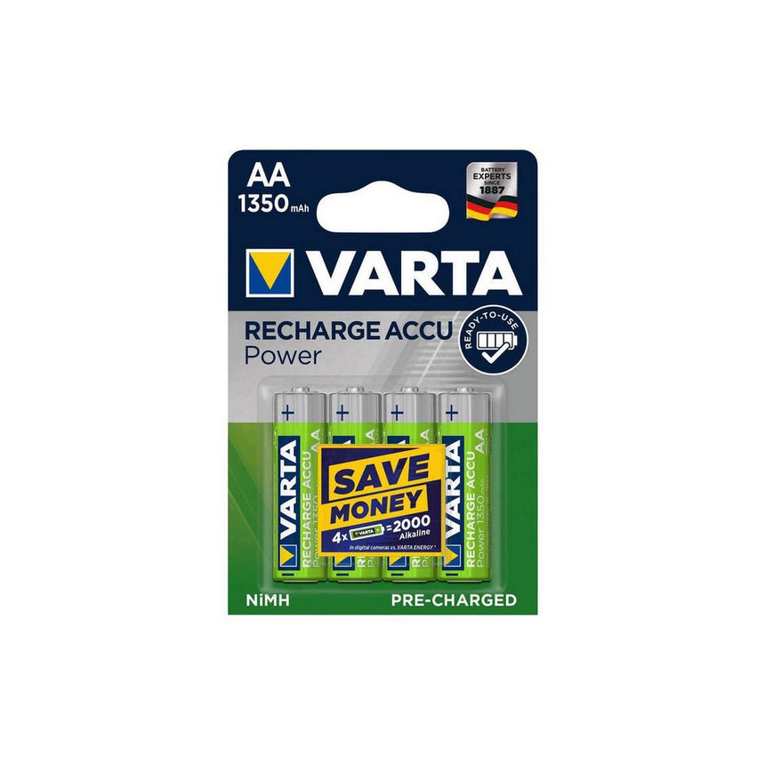 Set 4 baterii alcaline AA, Varta, 1.2V/1350 mAh, Verde/Argintiu