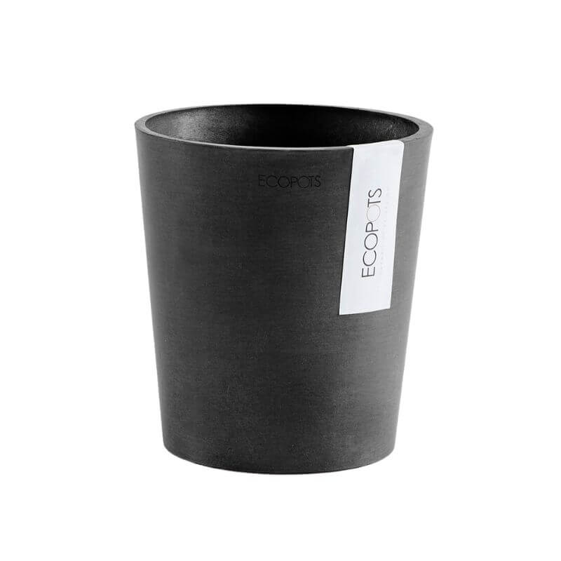 Ghiveci din plastic reciclat Ecopots Morinda, 14 cm, Gri Inchis