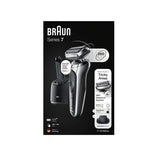 Aparat de ras Braun Series 7 71-S7200cc, Wet&Dry, AutoSense, SensoFlex, autonomie 50 min, 3 elemente de taiere, trusa voiaj, Negru/Argintiu