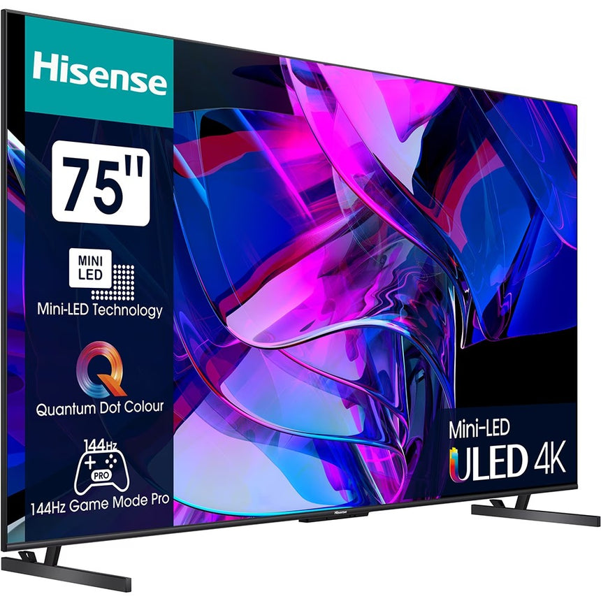 Televizor, Hisense, 75U7KQ, Smart Mini-LED ULED, 190 cm, 4K Ultra HD, Negru