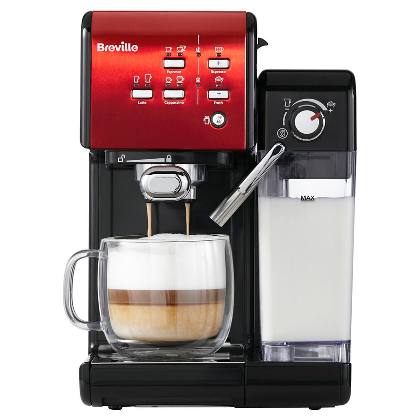 Espressor manual Breville VCF109X Prima Latte II, 19 bar, 1.5 l, recipient lapte 0.6 l, rosu