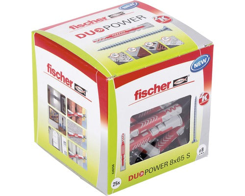 Set Dibluri Nylon Cu Surub Duopower 8x65 Mm, 25 Bucati