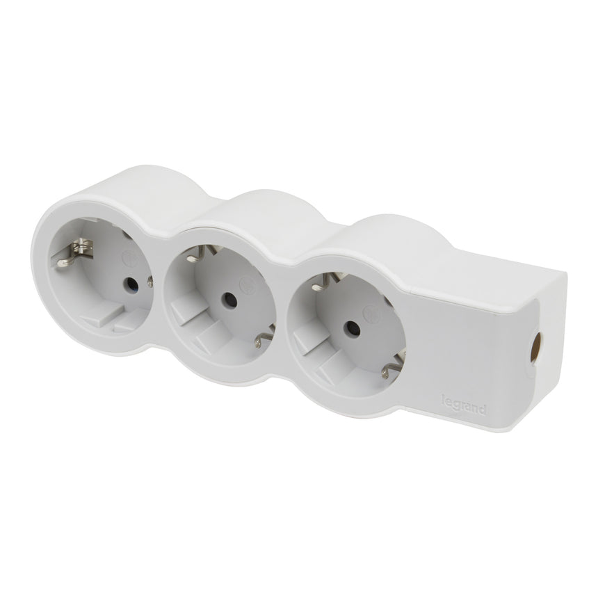Multipriza Legrand Standard Revolution, 3 prize, 16A, 230V, fara cordon, Alb/Gri