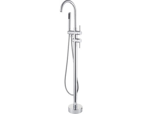 Baterie cada freestanding cu monocomanda Sanotechnik Roma cu para si furtun dus crom