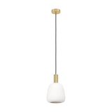 Lustra pe cablu, Eglo MANZANARES 1xE27/40W/230V, Metal/Sticla, Alb/Auriu