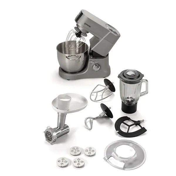 Robot de Bucatarie GORENJE MMC1500AL, Vas 6l, blender 1.5l, 1500W, 8 trepte viteza, Argintiu
