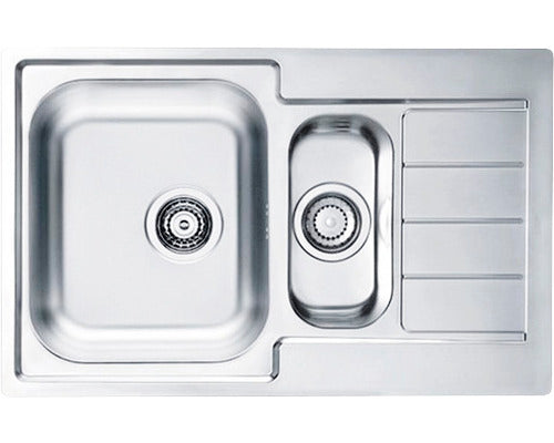 Chiuveta Bucatarie Cu 2 Cuve Alveus Line 70 Leinen, 79x50 Cm, Cu Picurator Pe Partea Stanga, Inox