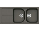 Chiuveta Bucatarie Cu 2 Cuve Schock Formhaus D-200 116x50 Cm, Cu Picurator, Reversibila, Cristalite Asphalt