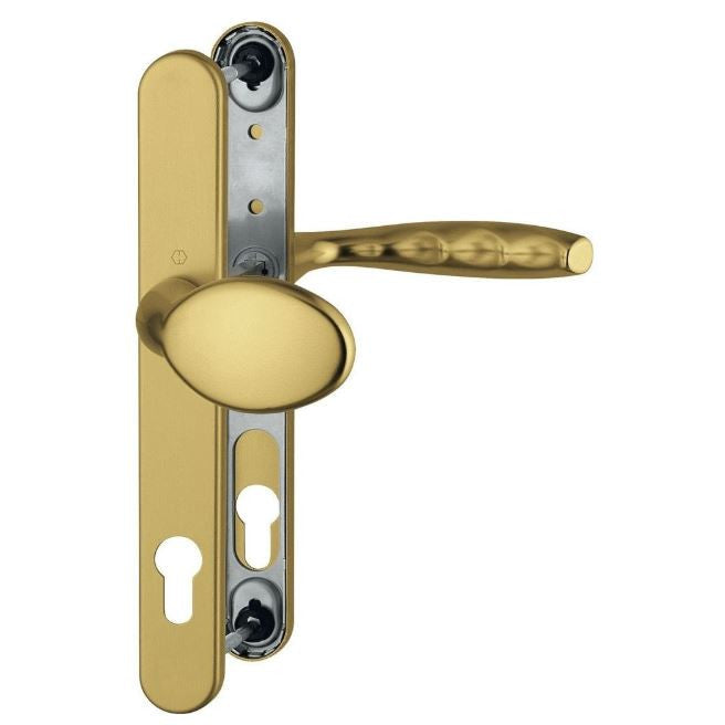 Maner usa exterior Hoppe New York buton-maner cu sild pentru cilindru material aluminiu culoare bronz, 92 x 30 mm
