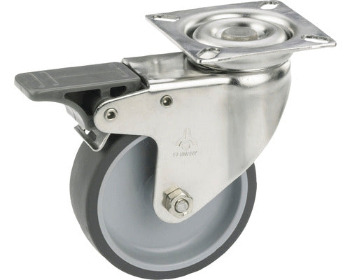 Roata Pivotanta Plastic Tarrox Ø50mm, Placa Fixare 60x60 Mm, Cu Rulment & Frana