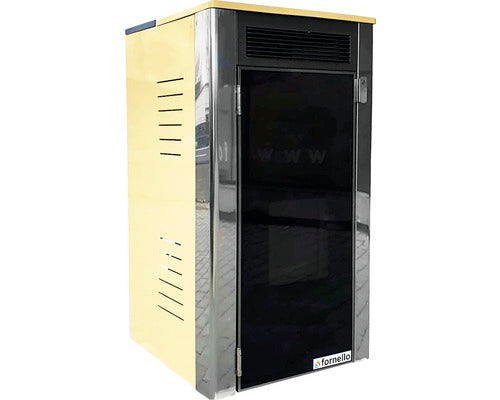 Termosemineu Fornello Primo Truva 25 kW Ivory cu pompa de circulatie, vas de expansiune, supape de siguranta, Sistem de curatare mecanica creuzet