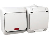Intrerupator Cap-scara & Priza Schneider Cedar Plus Ip44 Alb, Montaj Aplicat Orizontal