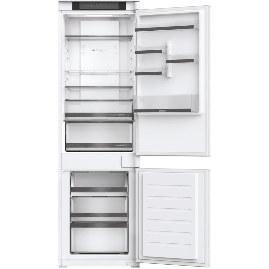 Combina frigorifica incorporabila Haier HBW5518E, 248 l, Clasa E, Total No Frost, Air surround, Compresor Inverter, WiFi, H 177 cm, Alb