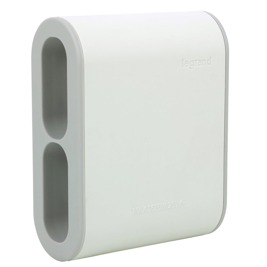 Adaptor priza Legrand Revolution L049400, 4 prize laterale, 2P 6A, 16A, Alb/Gri