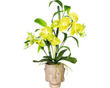 Aranjament Artificial Orhidee In Vas Buddha H 60 Cm Galben