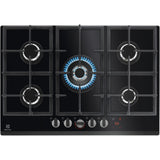 Plita incorporabila Electrolux KGG75365K, Gaz, 5 arzatoare, Arzator Wok, Conectivitate hota, Timer, Aprindere electrica, Gratare de fonta, 75 cm, Negru