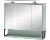 Dulap Baie cu Oglinda 700D Limone, 3 usi, 1 Polita, Iluminare LED, PAL, 70x68 cm Verde Menta