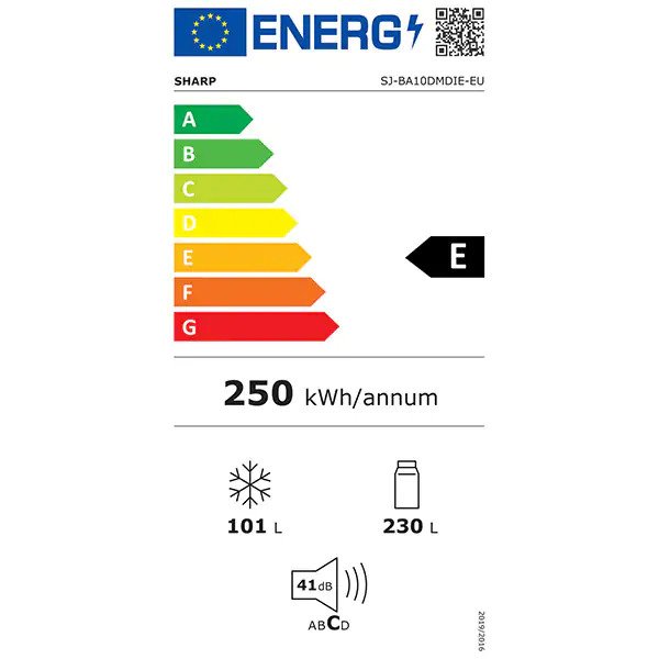 Combina Frigorifica SHARP SJ-BA10DMDIE-EU, AdvancedNoFrost, 331 l, H 186 cm, Clasa E, Argintiu