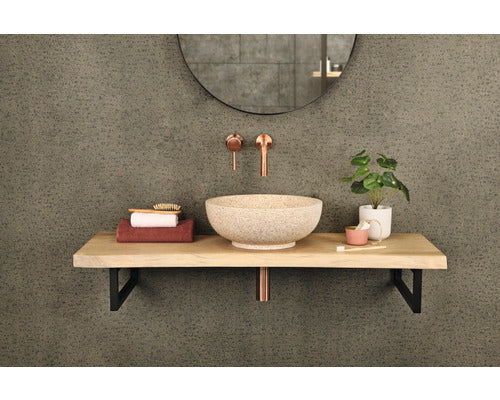 Lavoar Rotund Terrazzo, cu Montaj pe Blat Ø, 40 cm, Maro/Bej