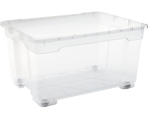 Cutie Plastic Fara Capac Dirk Oversize 775x580x410 Mm Transparenta, Cu Roti