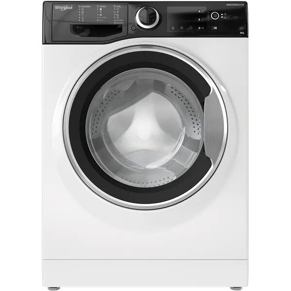 Masina de spalat rufe slim Whirlpool WRBSB6228BEU, 6 kg, 1200 rpm, Clasa E, Steam Refresh, Motor Inverter, Display digital, Alb/Negru