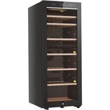Racitor de vinuri Haier HWS77GDAU1, 77 sticle, WiFi, LED, Dual zone, Usa reversibila, Clasa G, H 127 cm, Negru
