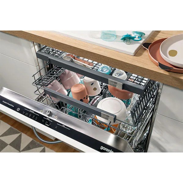Masina de Spalat Vase Semi-Incorporabila GORENJE GU63CX, 16 seturi, 5 programe, 60cm, Clasa C, Argintiu-Negru