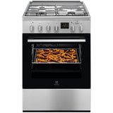 Aragaz Electrolux LKM660200X, Mixt, 3 arzatoare gaz si 1 arzator electric, Cuptor electric multifunctional , SteamBake-gatire cu abur, AirFry, Grill electric, Clasa A, 60 cm, Inox antiamprenta