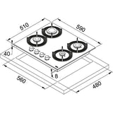 Plita incorporabila Franke FHMF 604 4G C, Gaz, 4 Arzatoare, Aprindere electronica, Valva de siguranta, Arzatoare si gratare fonta, 60 cm, Sticla Oyster