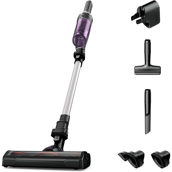 Aspirator vertical Rowenta X-Nano RH1129WO, 100 W, 0.4l, Autonomie 40 min, Li-Ion, 14.8V, Tehnologie ciclonica, Perie pentru tapiterie, Negru/Mov