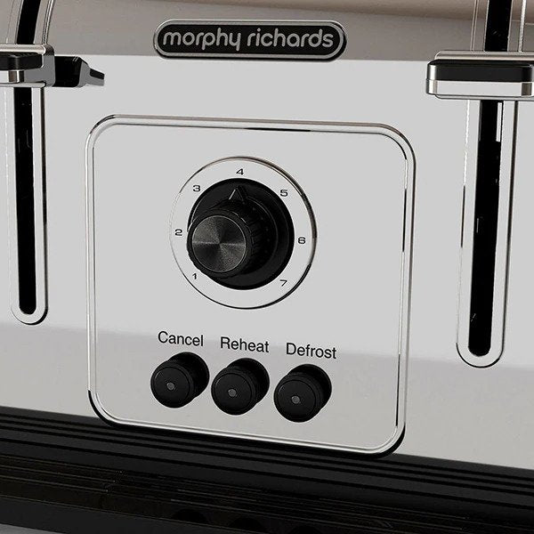 Prajitor de Paine MORPHY RICHARDS Venture 240134EERROM, 4 felii, 1800W, Alb-Argintiu