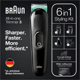 Aparat de Tuns Multifunctional 6 in 1 BRAUN GK3321, Acumulator, 50 Minute Autonomie, Negru
