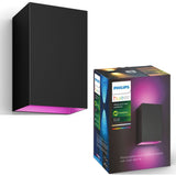 Aplica LED pentru exterior Philips Hue Resonate, 8W, lumina alba si colorata (2000-6500K), IP44, 18cm, Aluminiu, Negru, clasa energetica G