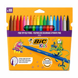 Set 18 Carioci BIC Kids Visa Color, Lavabile, Culori Intense, Vârf Fin, pentru Desen, Școală și Activități Creative