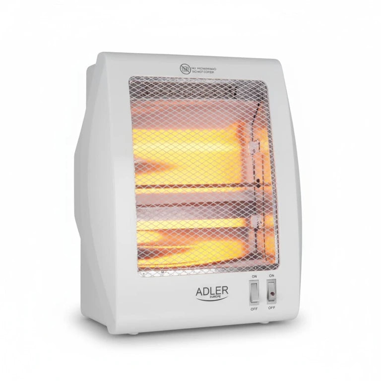 Radiator cu Cuarț Adler AD 7709, 800W, 2 Trepte 400/800W, 2 Lămpi, Protecție la Răsturnare, Alb